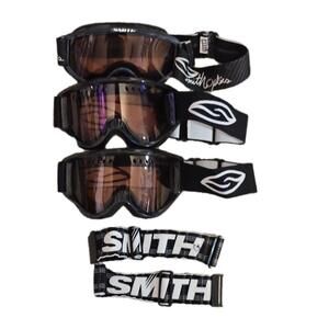 Smith Optics Snow Goggles Amber Snowboard Skiing Adult Black Lot 3 Sets 2 Straps